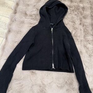 Brandy Melville Black Zip-Up Hoodie